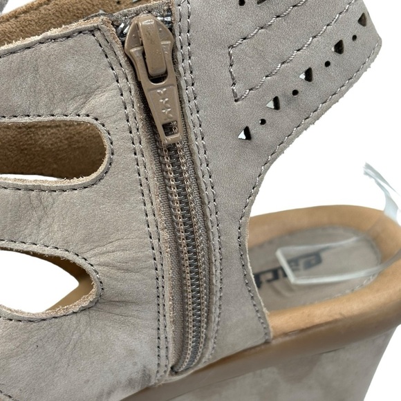 earth Taupe Beige Leather Suede Boho Open Toe Lace 2.5” Wedge Bootie Size 9.5 W - Picture 5 of 9